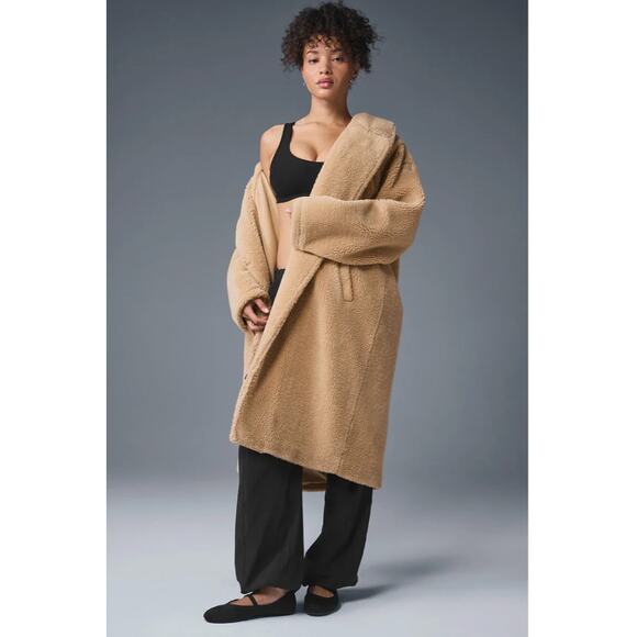 Alo Oversized Sherpa Trench Size Large In Color Camel - Picture 1 of 6